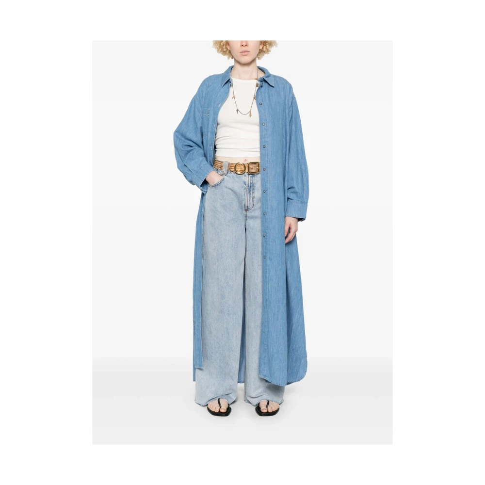 7 For All Mankind Indigo Blauwe Jurk met Zak Blue Dames