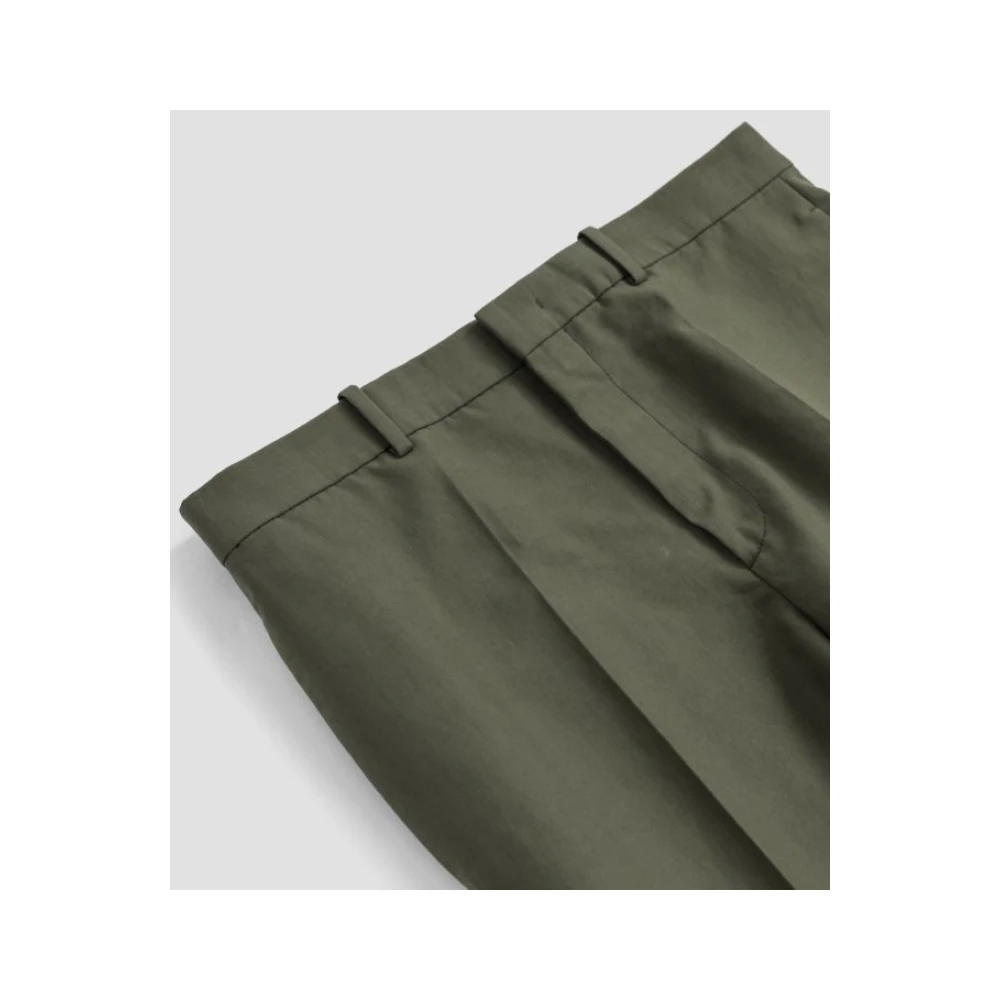 Jil Sander Khaki Groene Straight Leg Katoenen Broek Green Heren