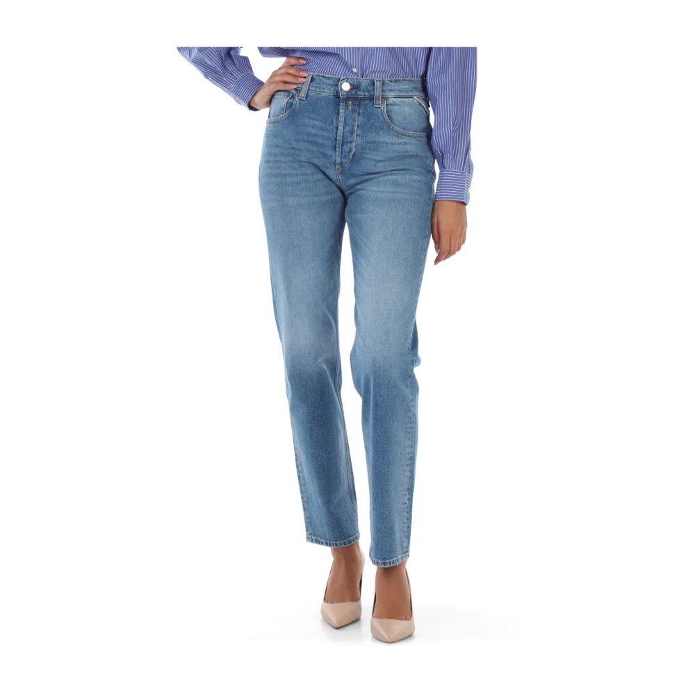 Replay Straight High Rise Fit Jeans Blue Dames