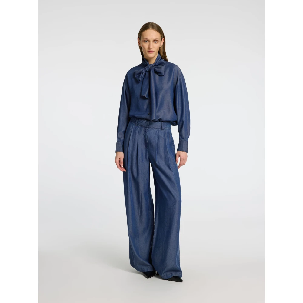 Selected Femme Lichte Denim Palazzo Broek Blue Dames