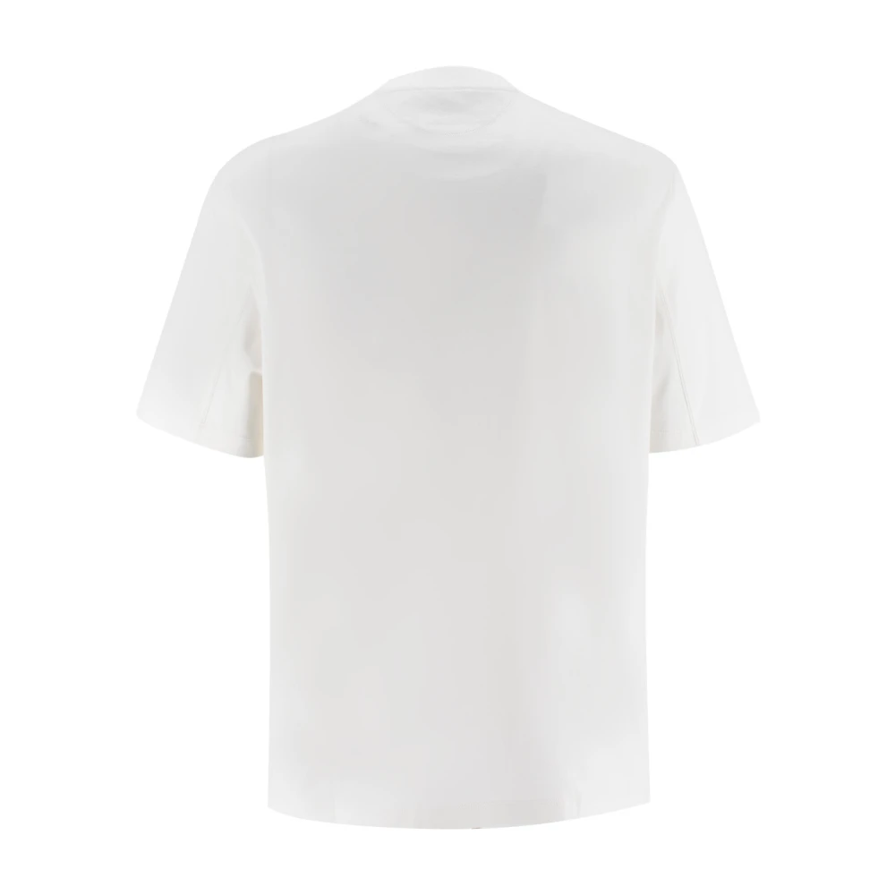 BRUNELLO CUCINELLI Klassieke Crew-Neck T-shirt met Frontprint White Heren