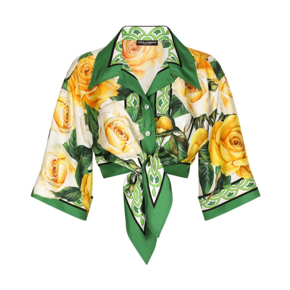 Dolce & Gabbana Rose Print Crop Shirt Multicolor Dames