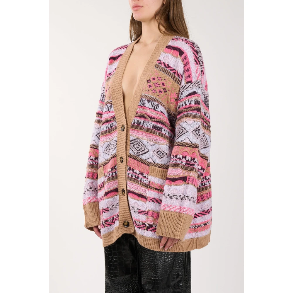 Laneus Jacquard Gebreide Vest met Zakken Multicolor Dames