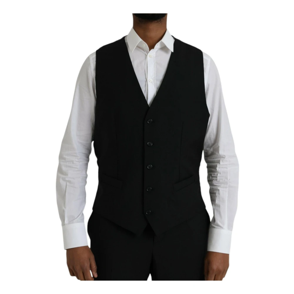 Dolce & Gabbana Zwart 3-delig pak Staff Style Black Heren