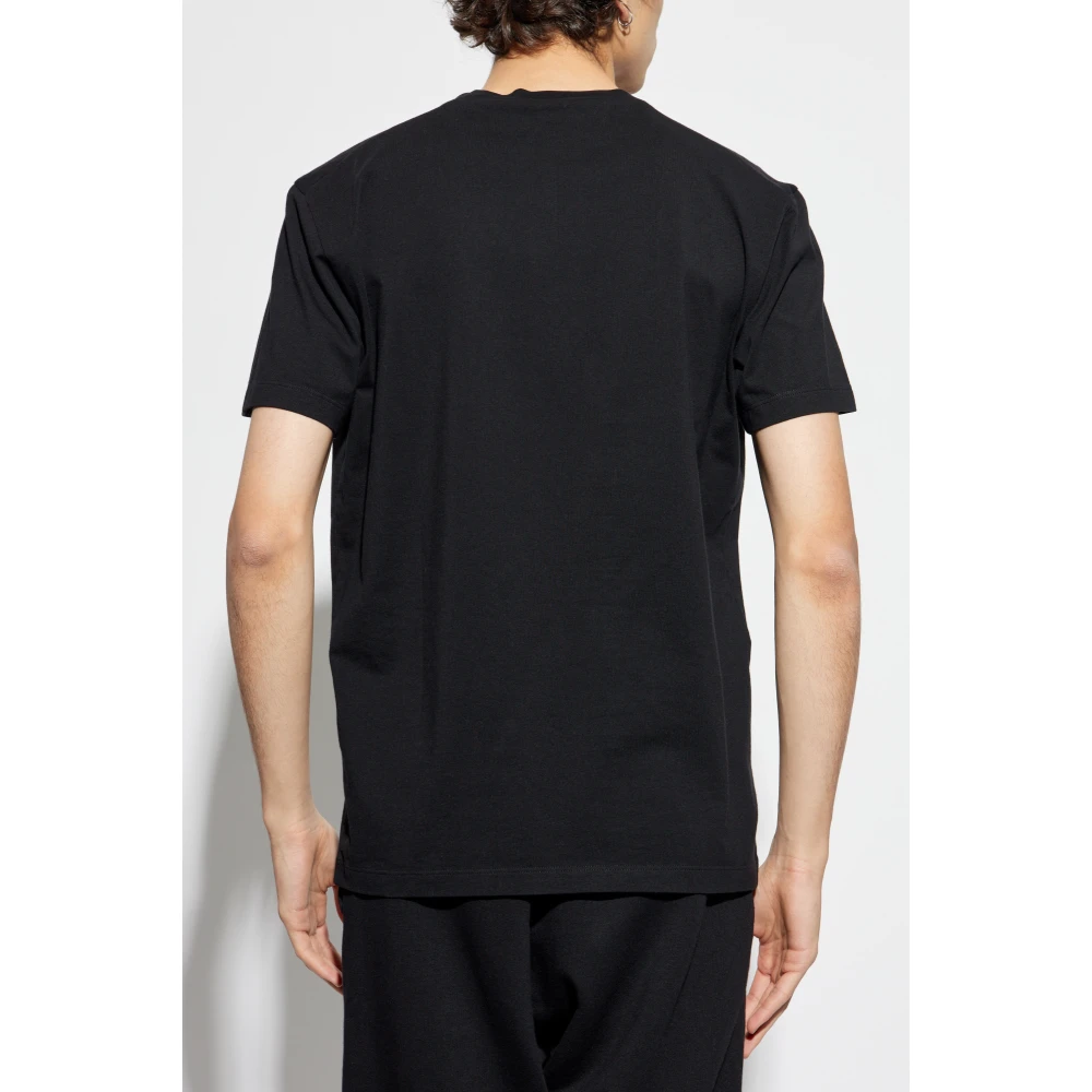 Dsquared2 T-shirt met logo in fluwelen afwerking Black Heren