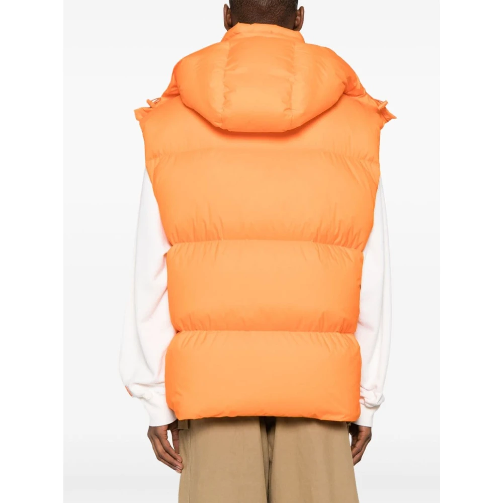 Moncler Oranje Gewatteerde Hoodie Jas Orange Heren