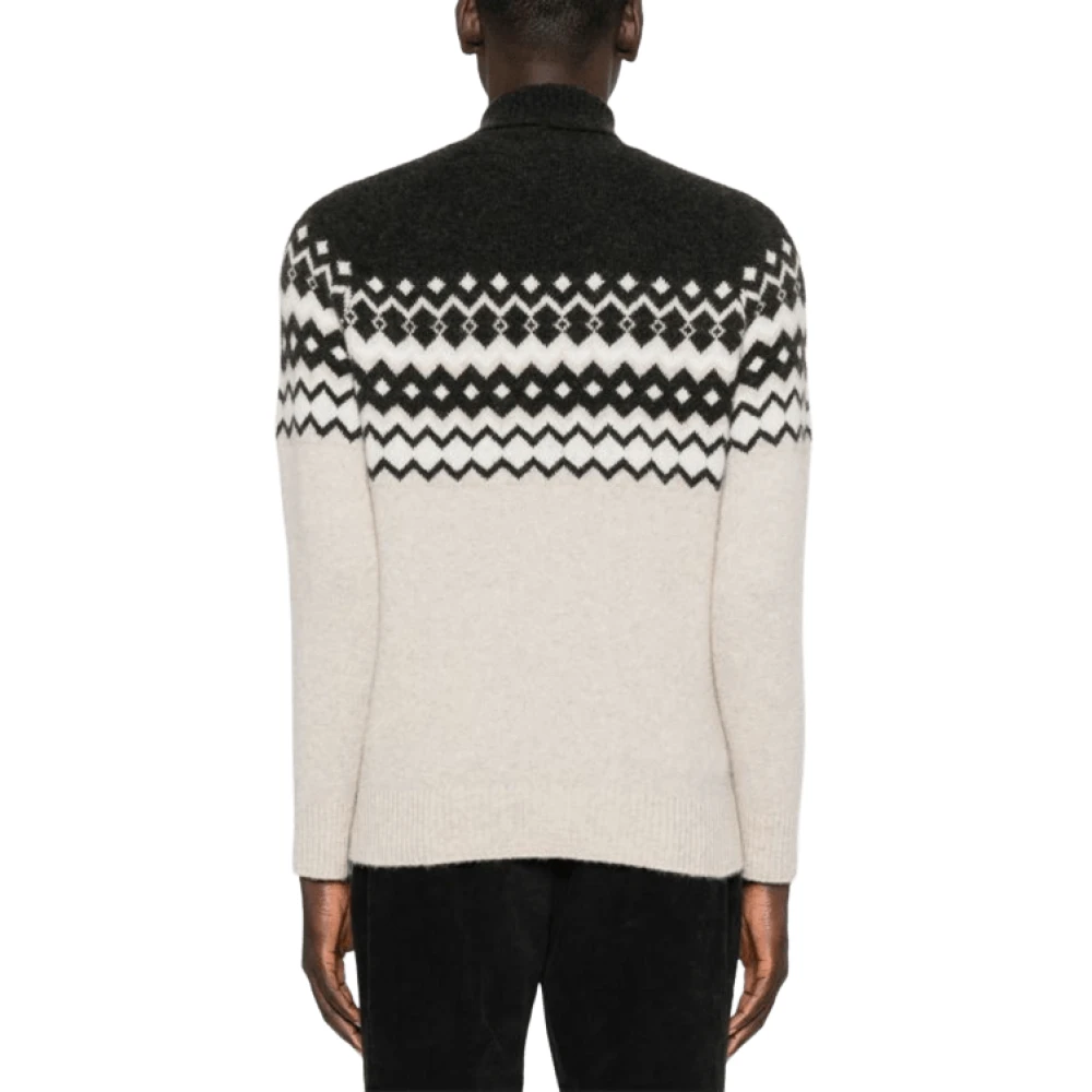 Eleventy Intarsia Gebreide Rolnek Trui Black Heren