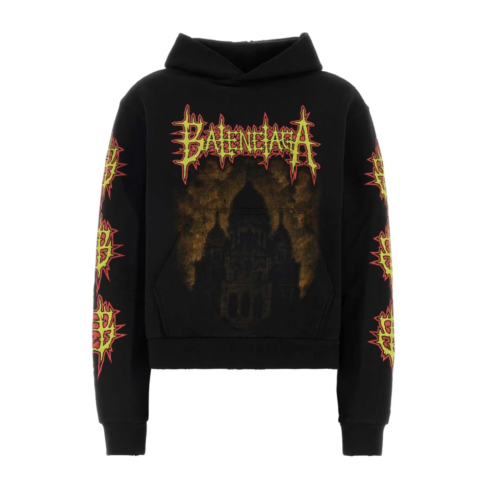 Balenciaga Women's Black Hoodies, S, Medium Fit Hoodie