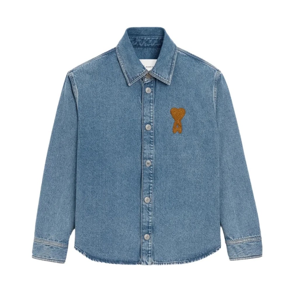 Ami Paris Herr Blå Skjortor M, Bomull, Ami De Coeur Overshirt