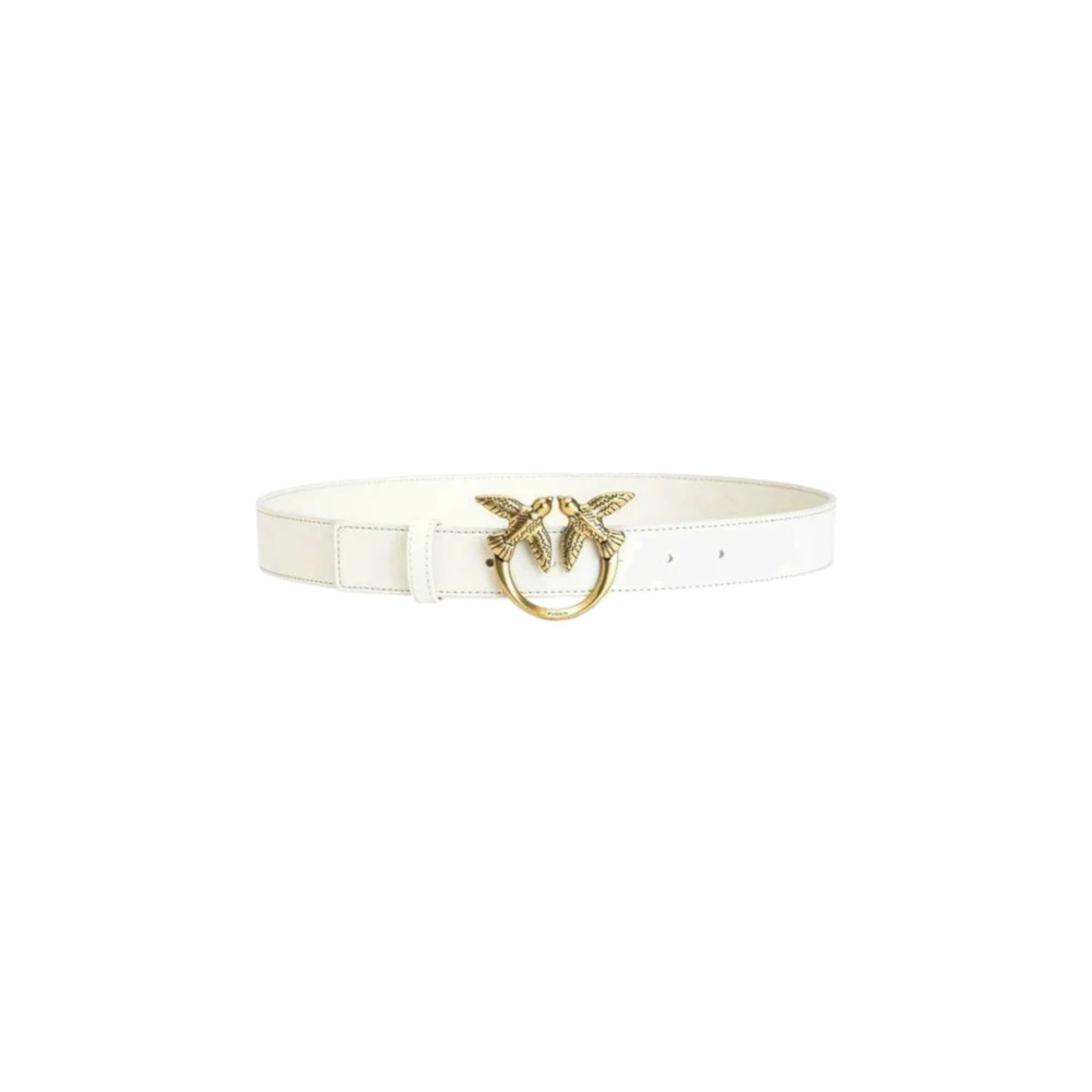 Pinko Women's White Love Birds Leather Belt - Belts - S - Accessories