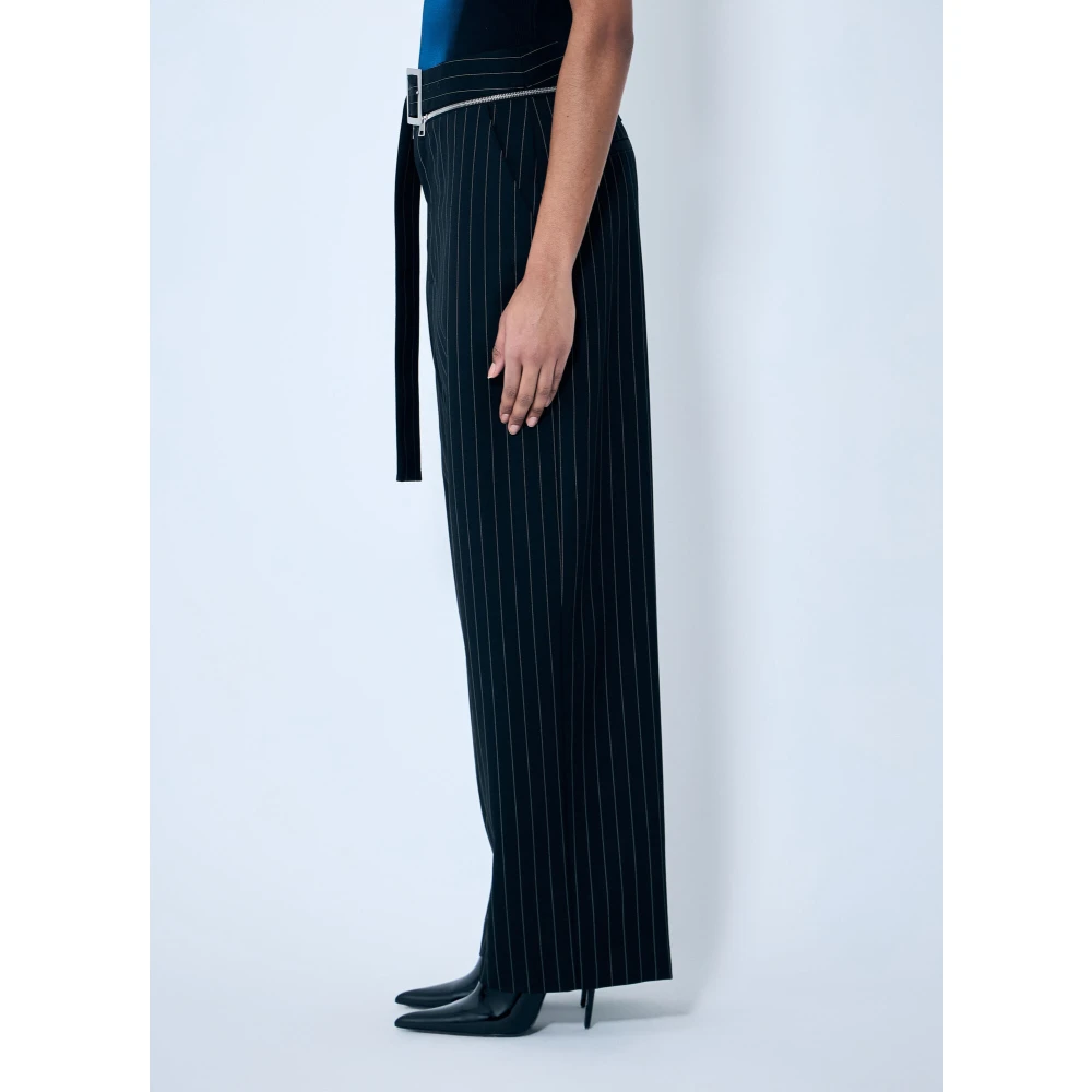 Jean Paul Gaultier Wollen Gestreepte Maatbroek Black Dames