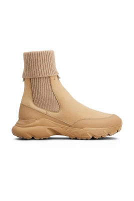 Beige Slip-On Stövlar Tjock Sula