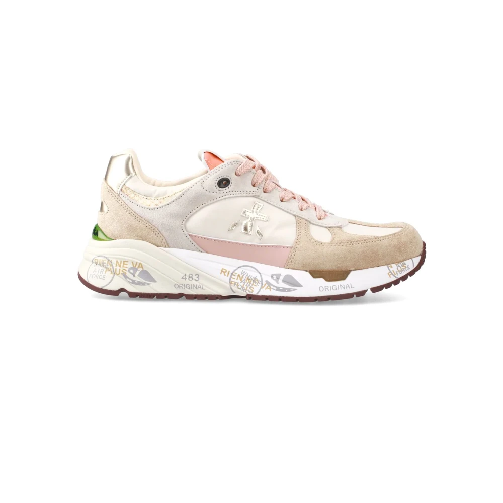 Premiata Rosa Panel Sneaker med Logo Patch Multicolor, Dam