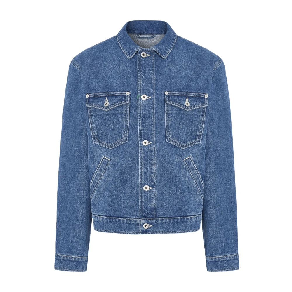 Kenzo Blauwe Denim Geborduurde Jas Blue Heren