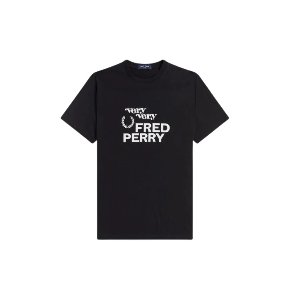 Fred Perry Bedrukt ronde hals katoenen T-shirt Black Heren