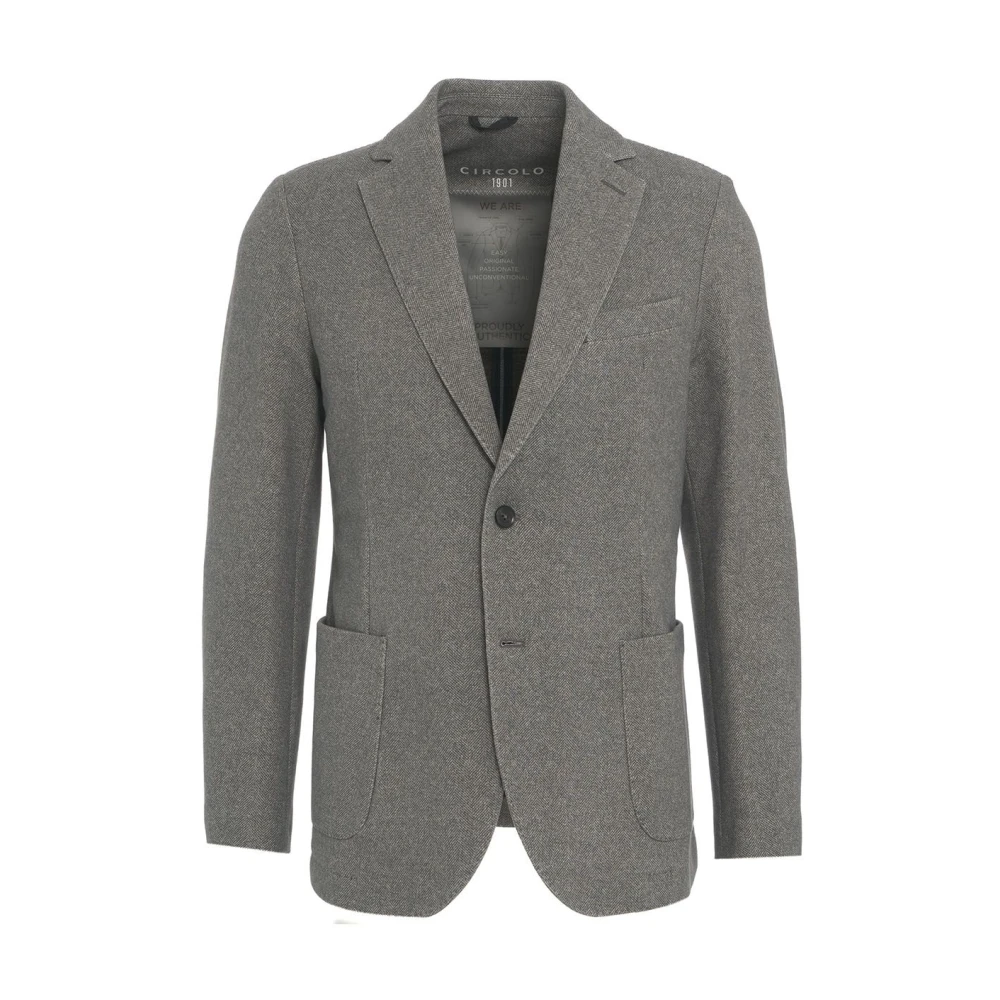 Circolo 1901 Blazer met Herringbone Patroon en Borstzak Gray Heren