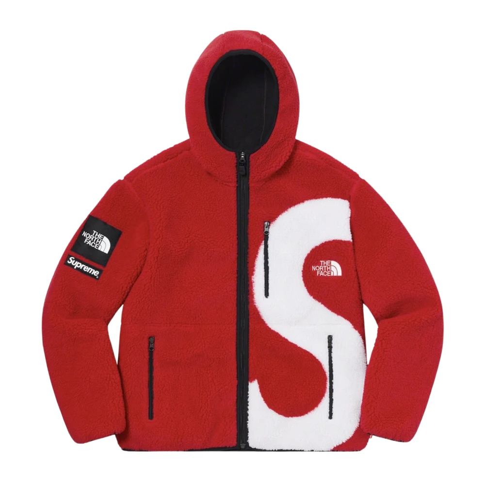Supreme Beperkte oplage Logo Hooded Fleece Jacket Red Heren