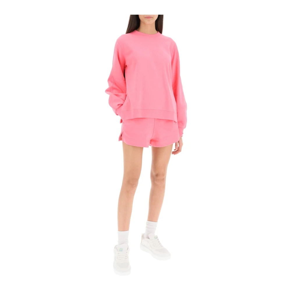 Ganni Sweatshirt met Pofmouwen van Biologisch Katoenmix Pink Dames