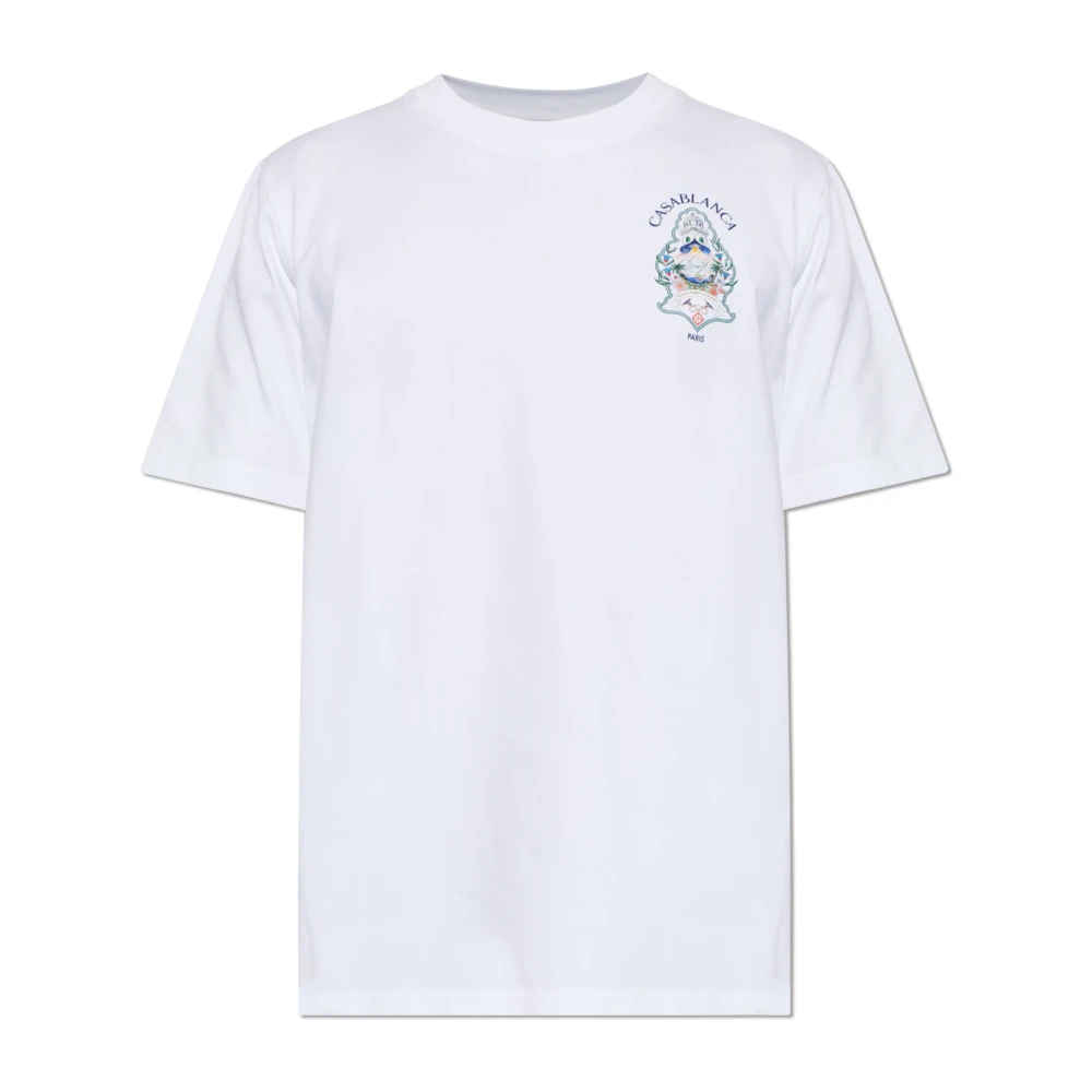 Casablanca , T-Shirts, Male, White, 2XL, Hotel Emblem Short Sleeve T-Shirt