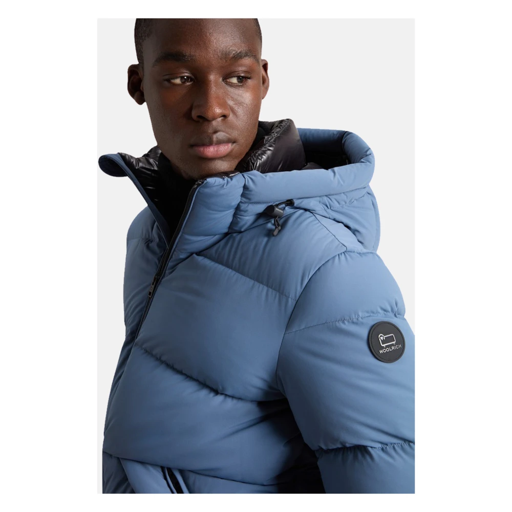 Woolrich Heren Gewatteerde Jas met Capuchon Blue Heren