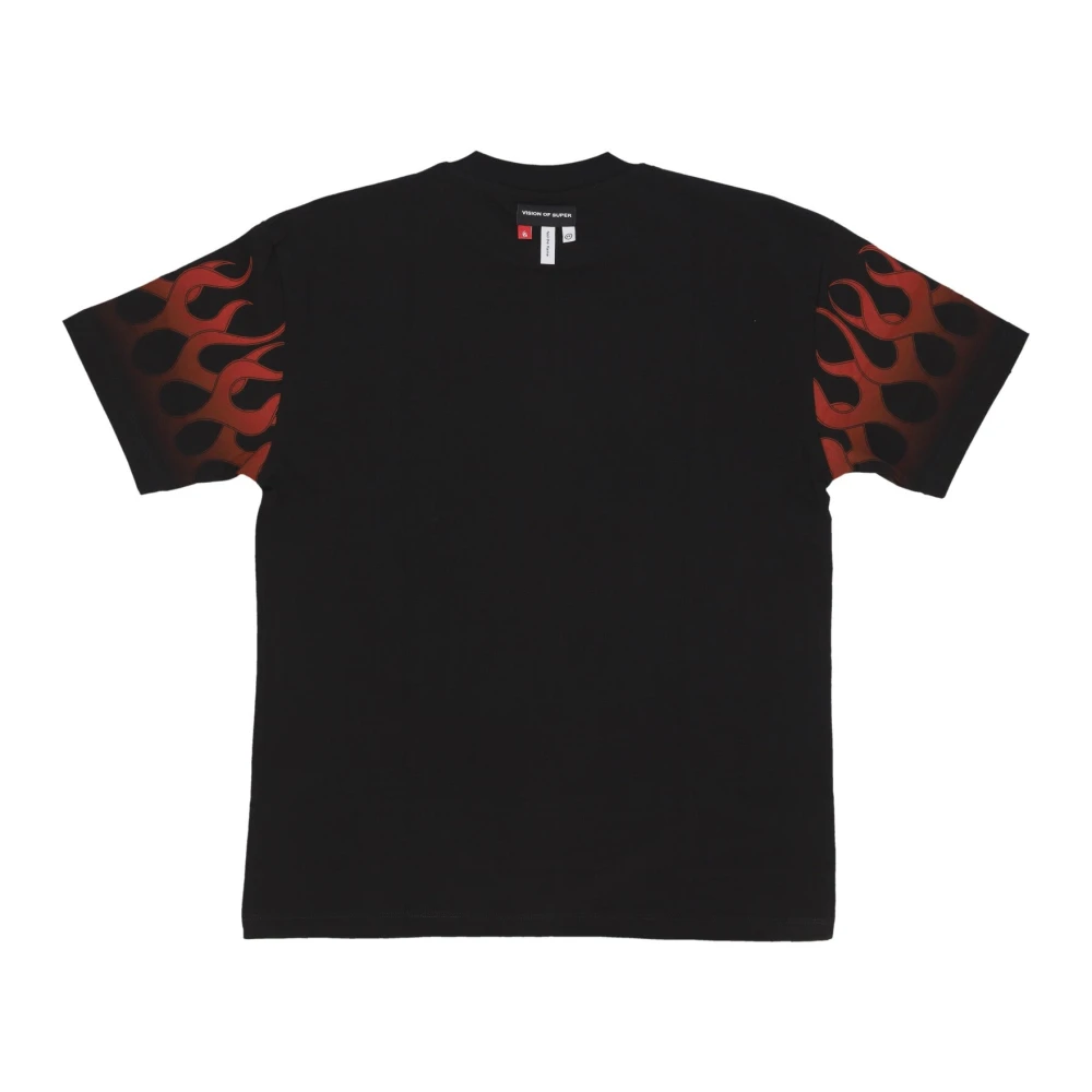 Vision Of Super Men's Black T-Shirts, M, Flames Racing Tee /Red