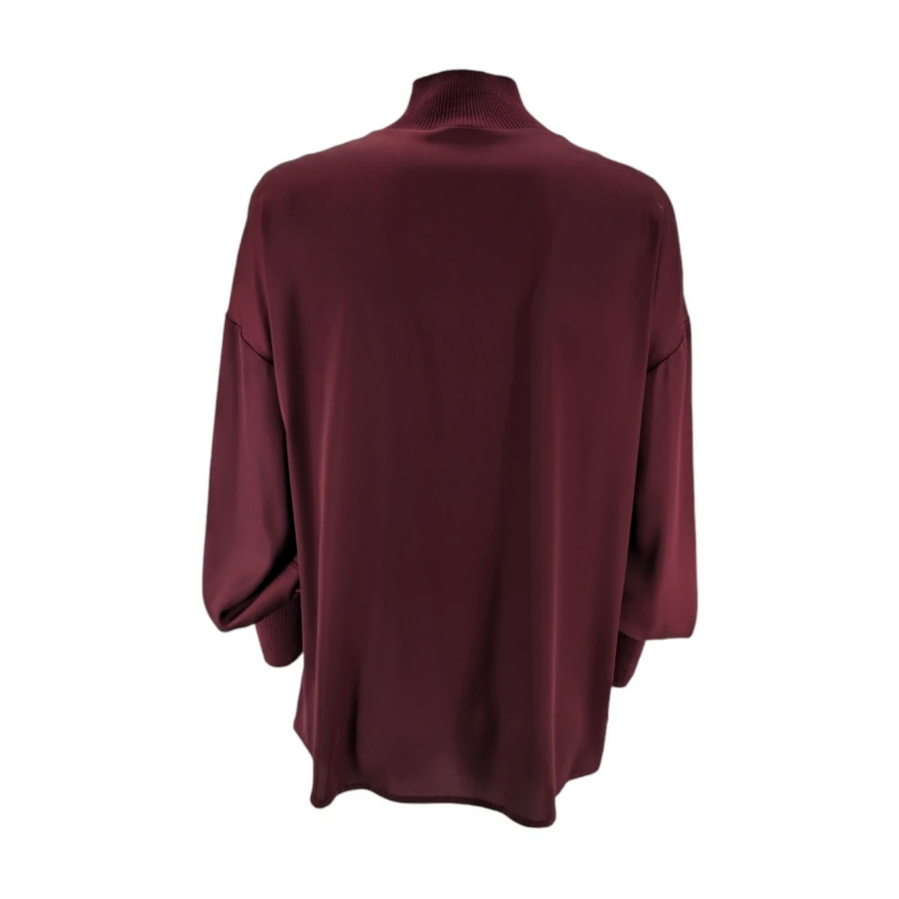 D.Exterior Bordeaux Satijnen Damesoverhemd Red Dames