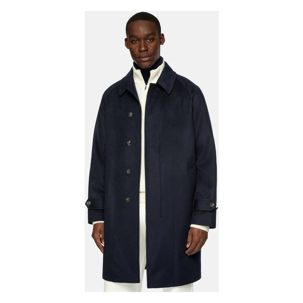 Boggi Milano Enkelrijig Jas Blue Heren