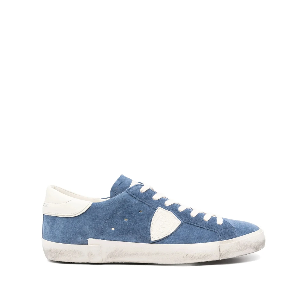 Philippe Model Blauwe Vetersneaker met Gevulkaniseerde Zool Heren Schoenen