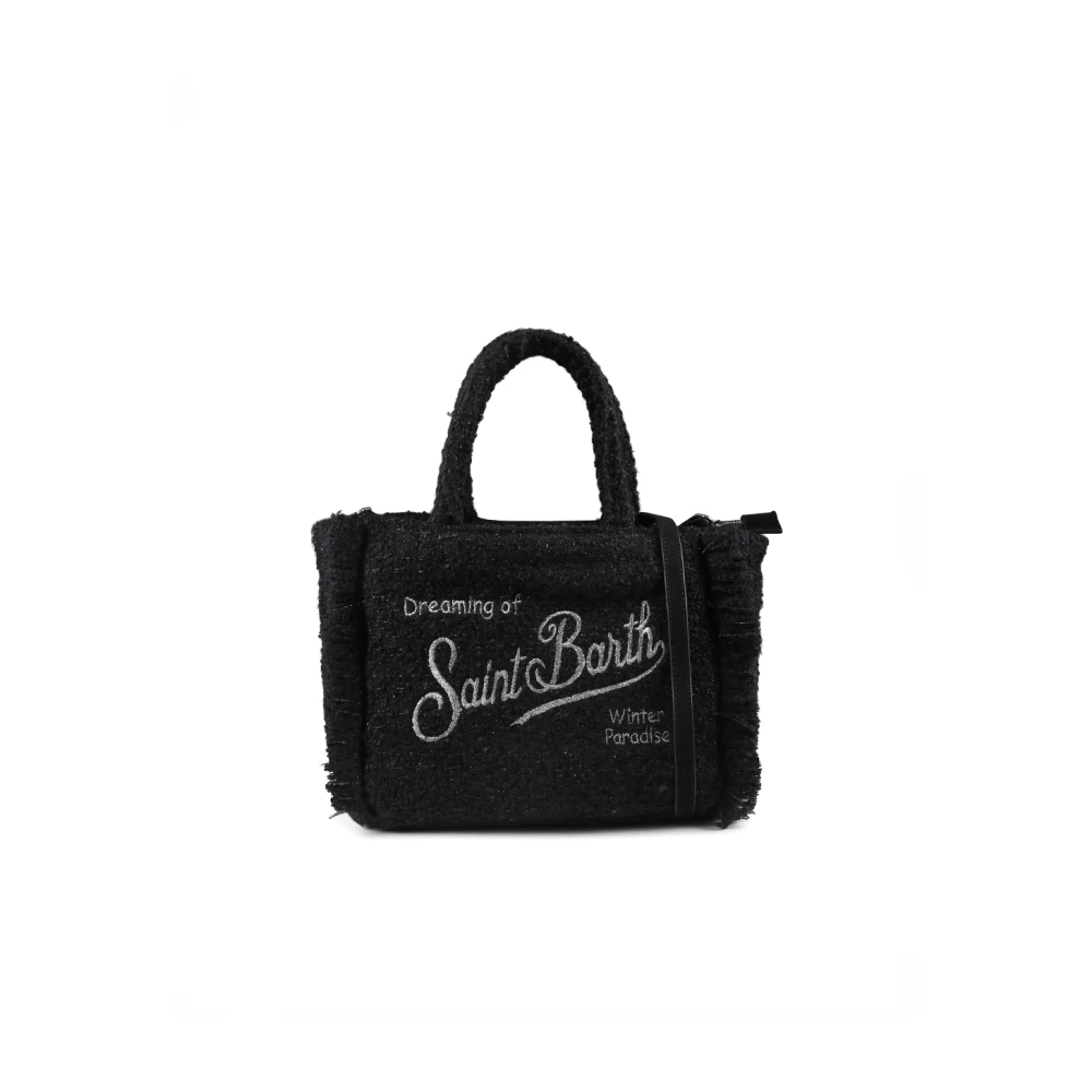 MC2 Saint Barth Zwarte tweedtas met franjes Black Dames