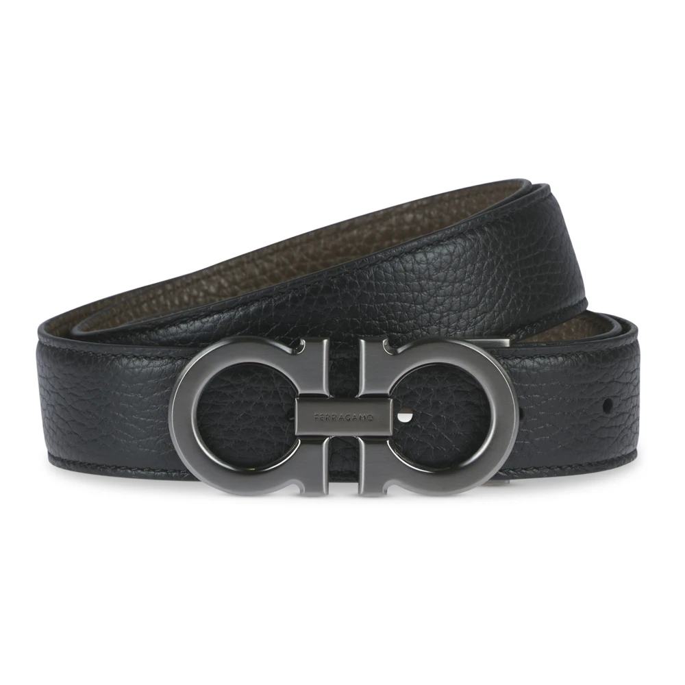 Salvatore Ferragamo Omkeerbare leren riem met Gancini gesp Black Heren