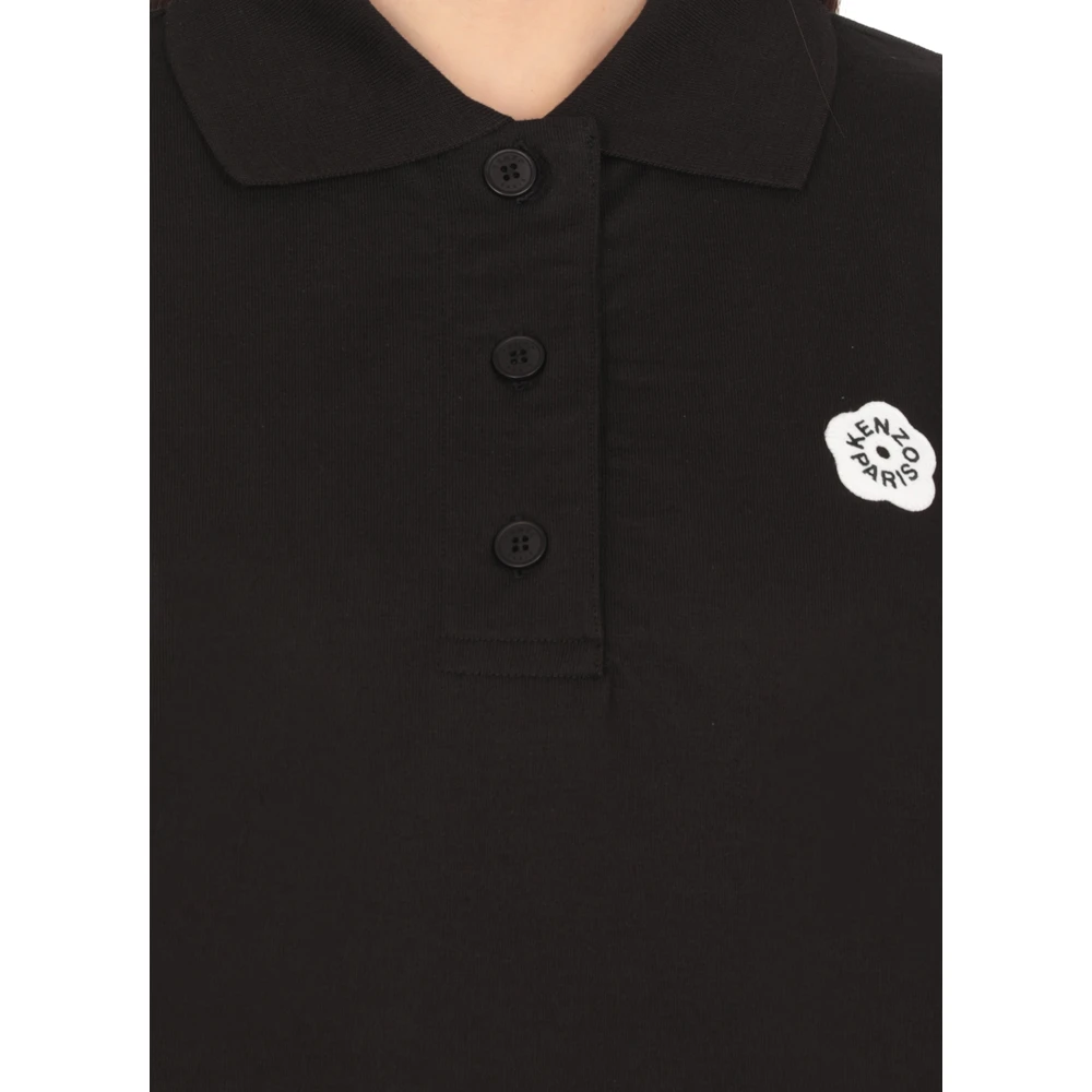 Kenzo Zwarte Polo Shirt met Boke Bloem Black Dames