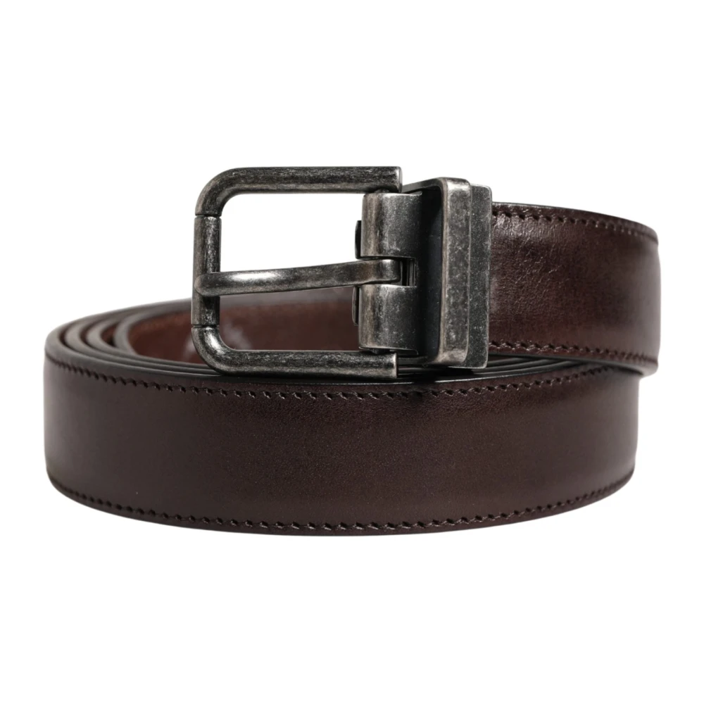 Dolce & Gabbana Brushed Calfskin Belt - Male - Belts - Brown - One Size - Accessories