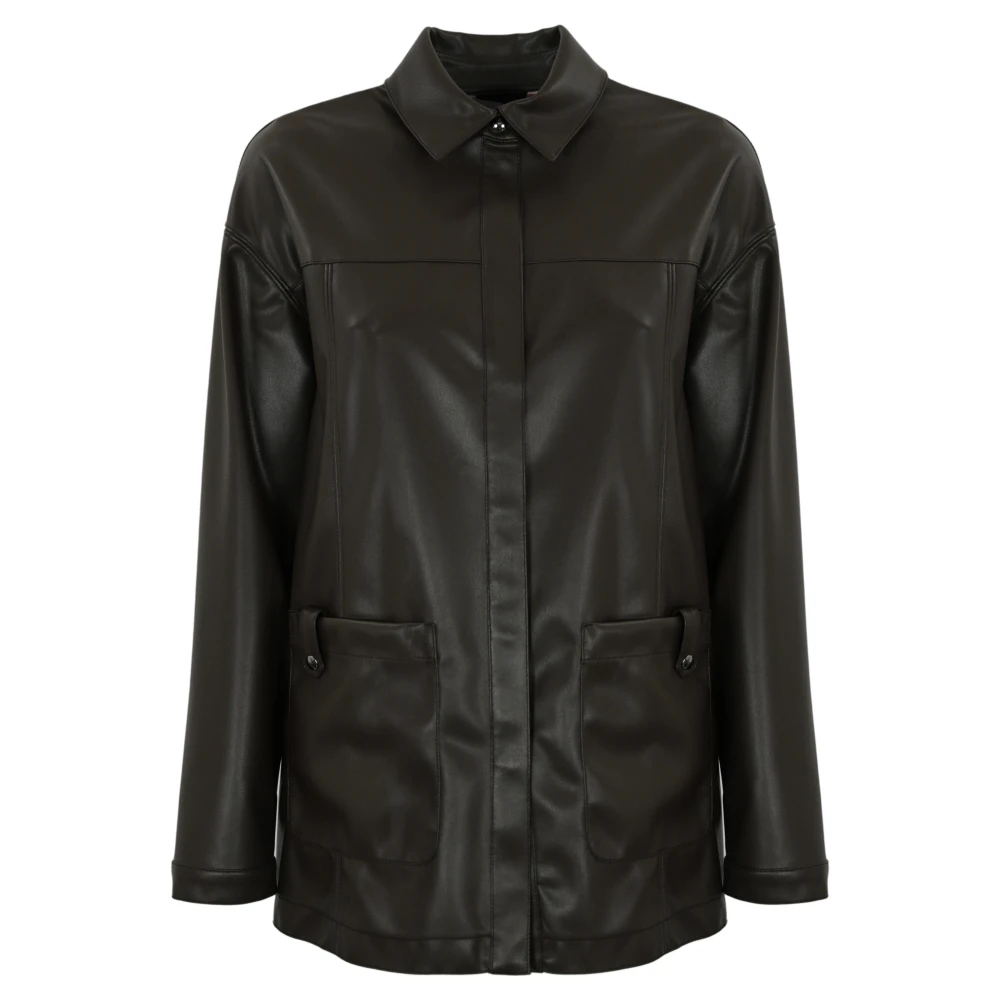 Max Mara Bruine leren jas dames lange mouw Brown Dames