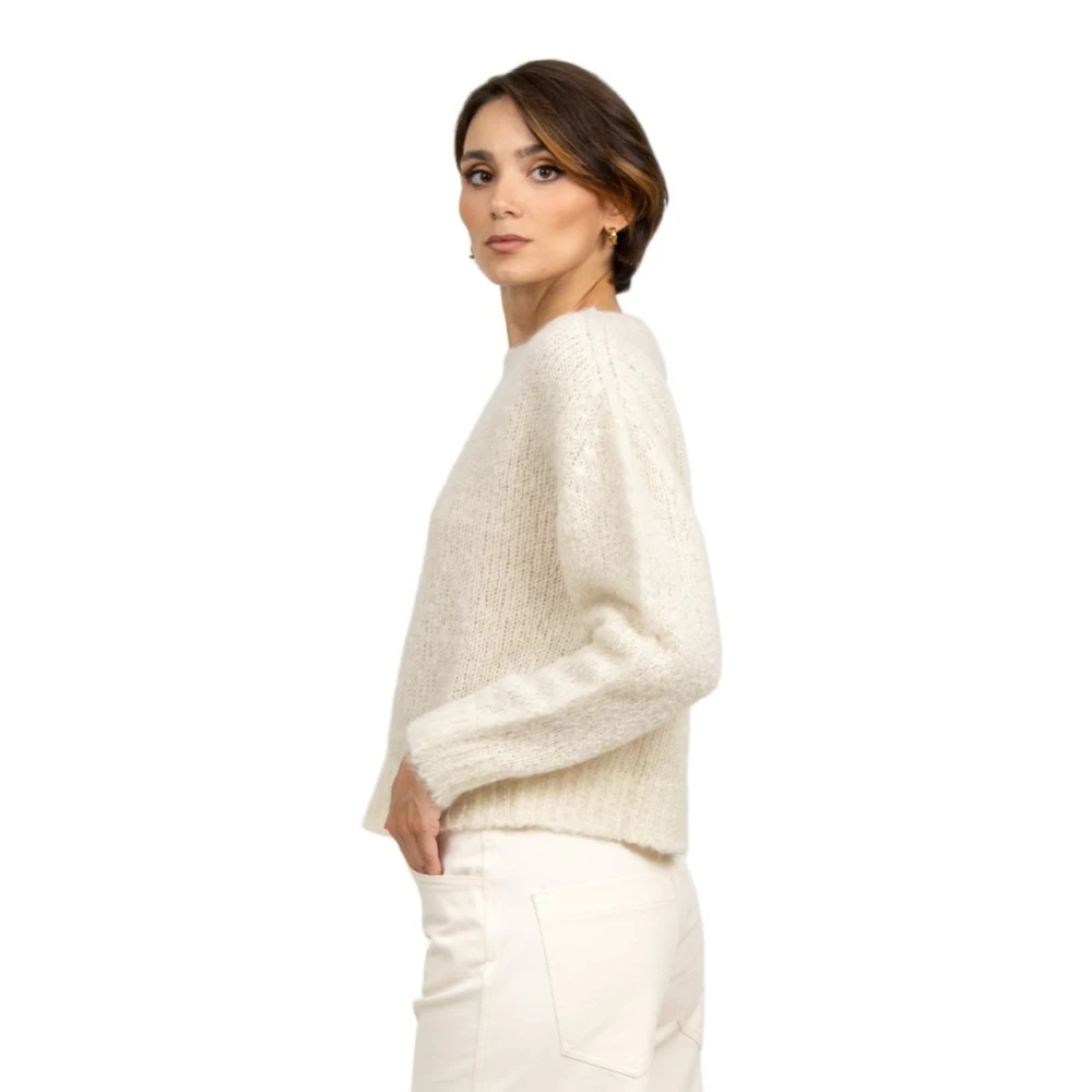 Tela Blauwe Alpaca Trui Ronde Hals White Dames
