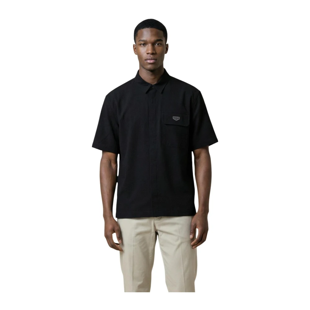 Antony Morato Men's Black Short Sleeve Shirts, Xs, Short Sleeve Button-Up Cotton Shirt With Classic Collar And Single Pocket
