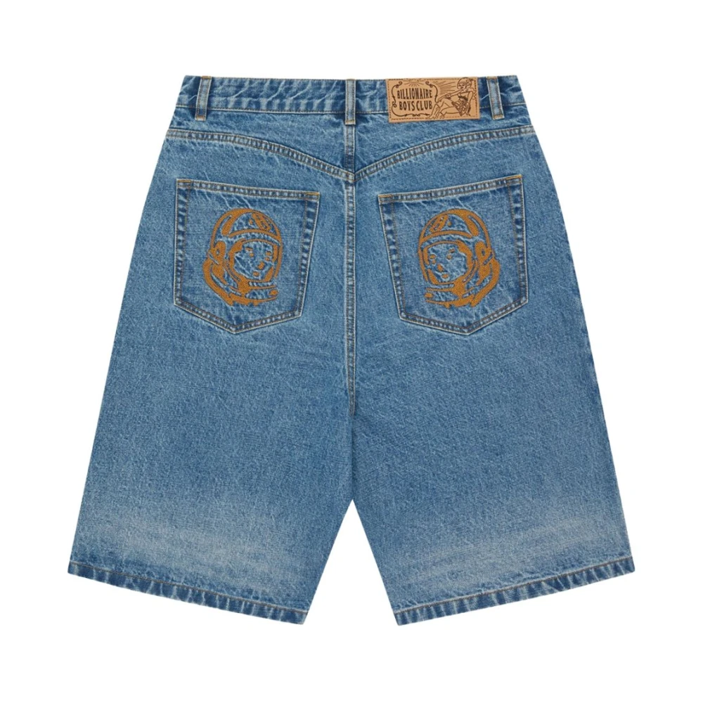 Billionaire Blauwe Indigo Shorts met Geborduurd Logo Blue Heren