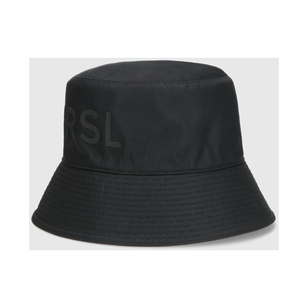 Borsalino Waterdichte Nylon Bucket Hat met Borduursel Black Unisex