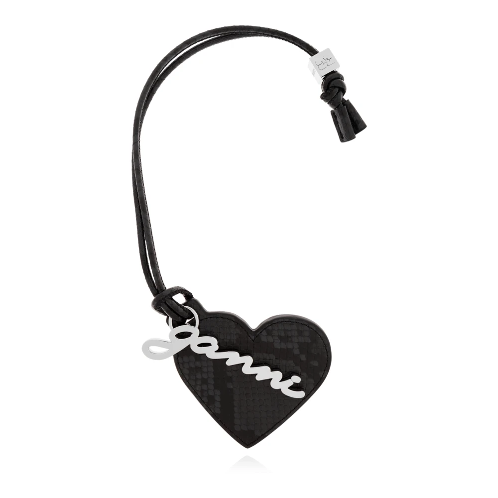 Ganni Women's Black Bag Accessories, One Size, Heart-Shaped Pendant With Mirror