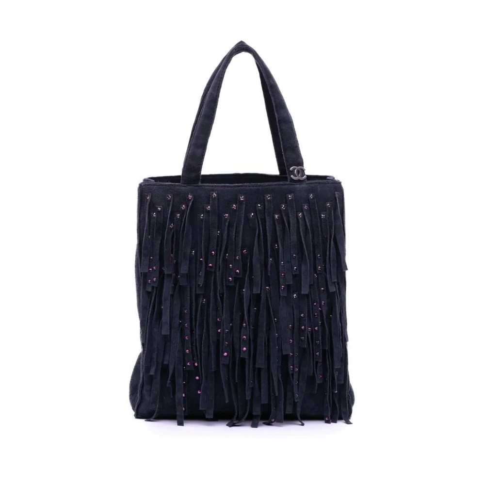 Chanel Vintage Women's Purple Pre-Owned Fringe Tote Bag