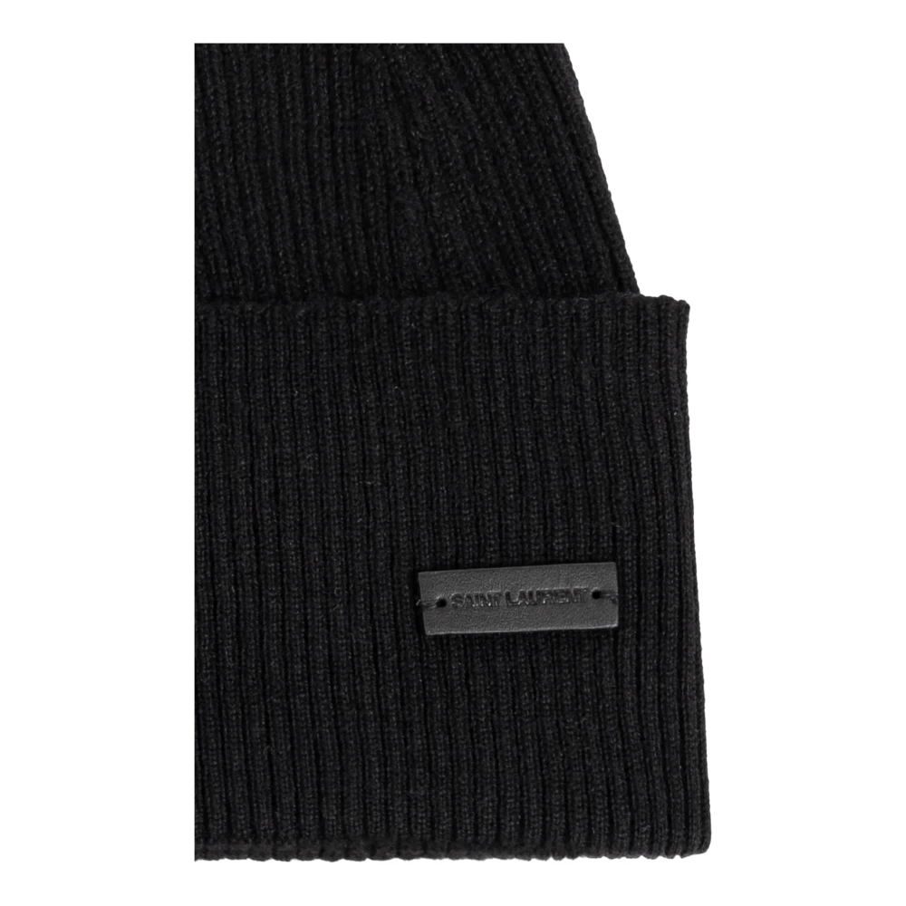 Saint Laurent Hoed met logopatch Black Heren