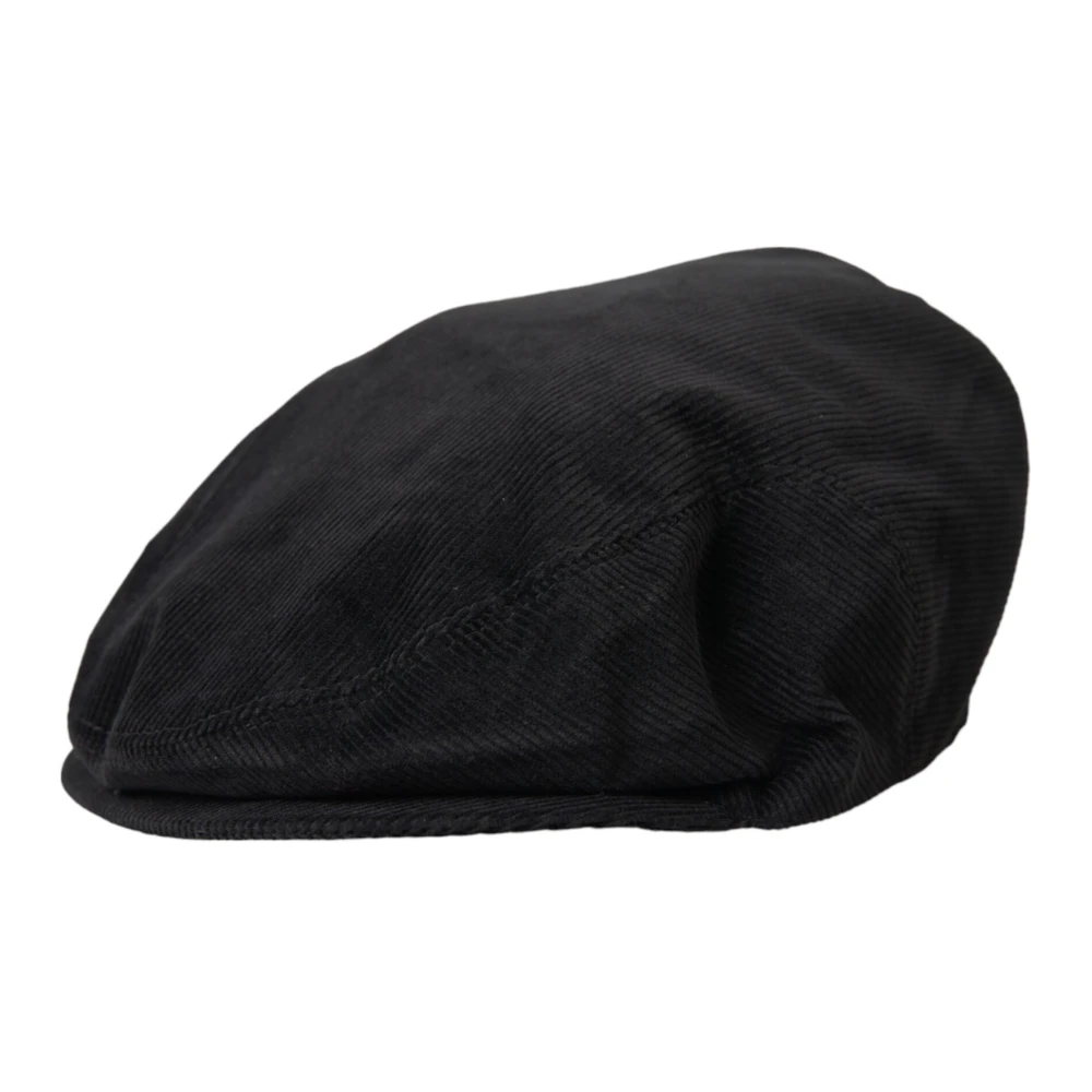Dolce & Gabbana Zwarte Corduroy Newsboy Cap Black Heren