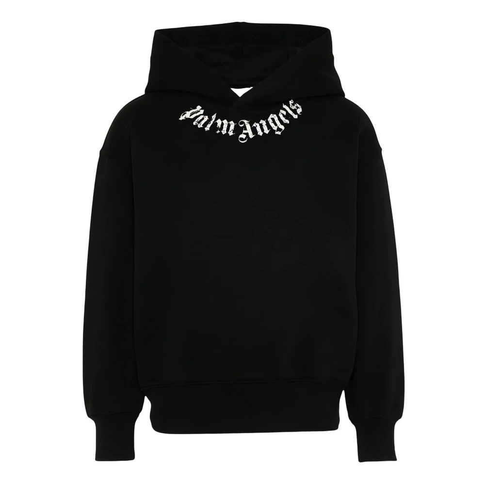 Palm Angels Unisex Kids Black Kids Sweatshirts, 10 Y, Neck Logo Brushed Regular Hoodie