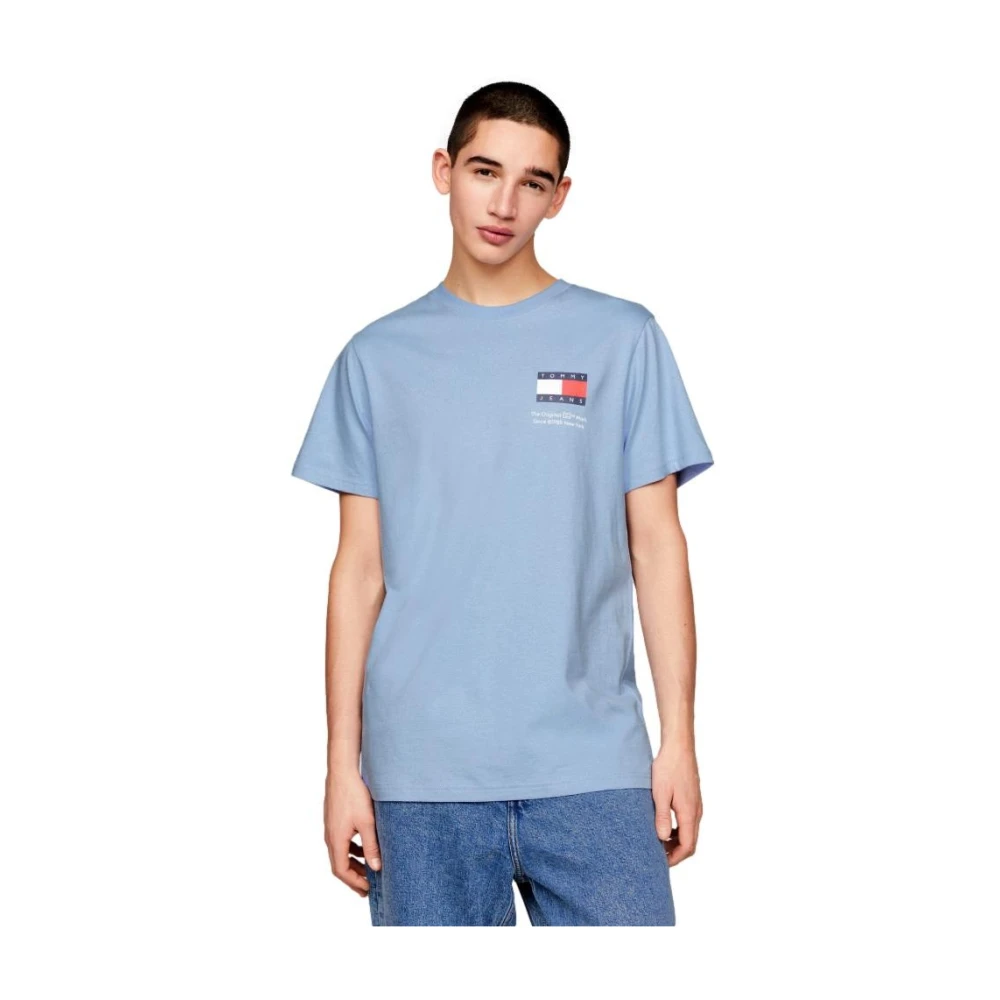 TOMMY JEANS Heren Polo's & T-shirts Tjm Slim Essential Flag Tee Lichtblauw