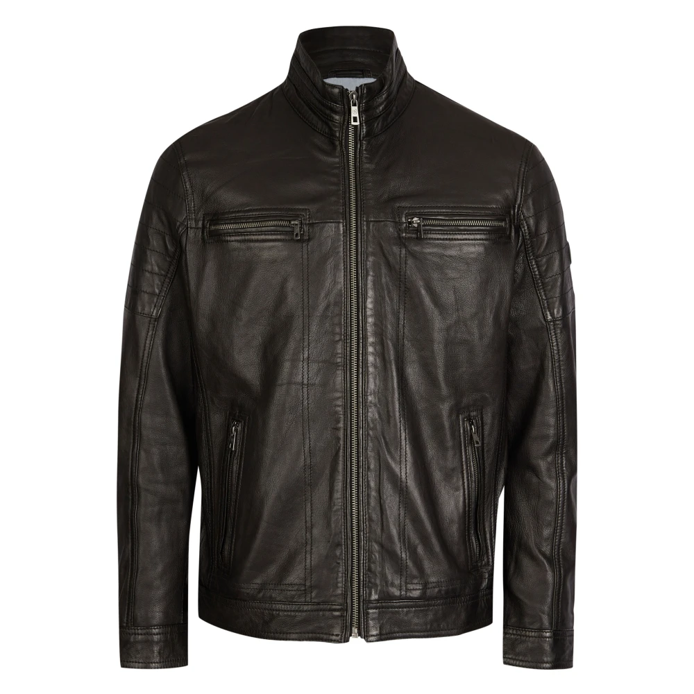 Bugatti Heren Leren Jas met Biker Stijl Black Heren