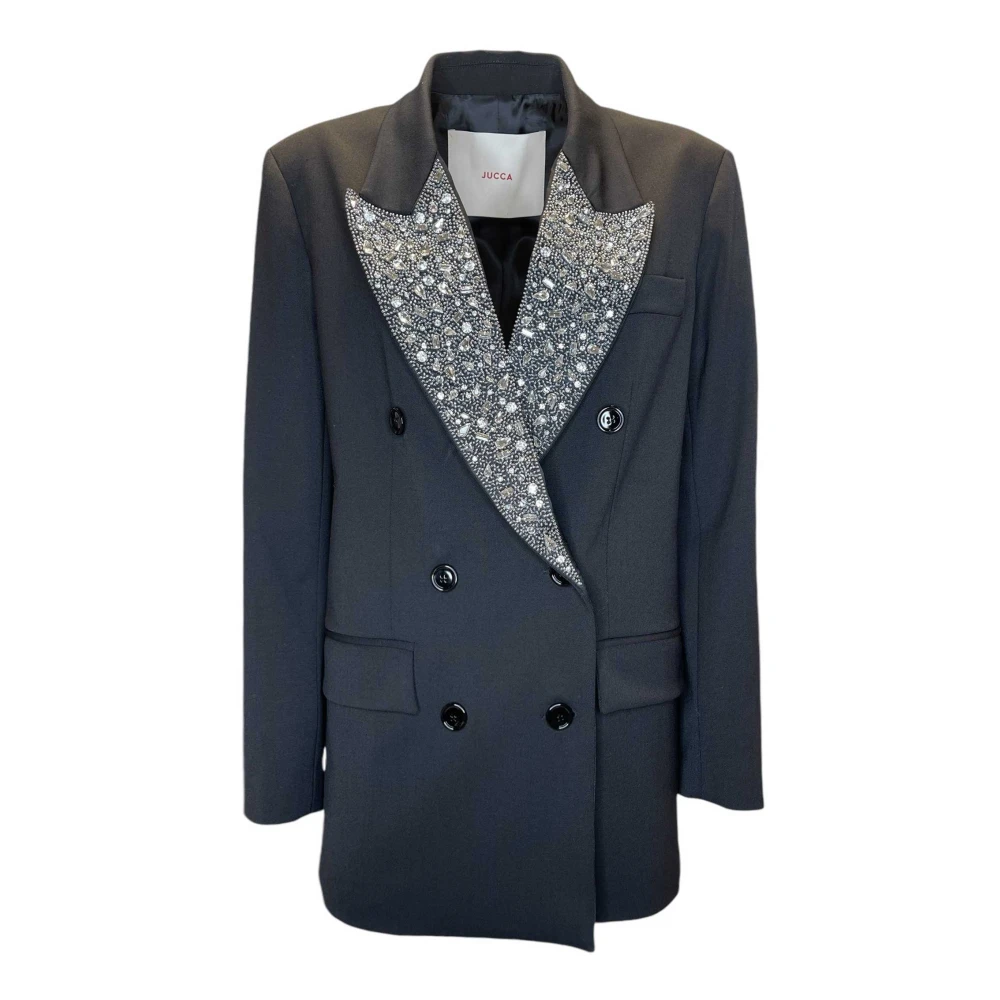 Jucca Kristal Revers Dubbel-Borst Jas Black Dames