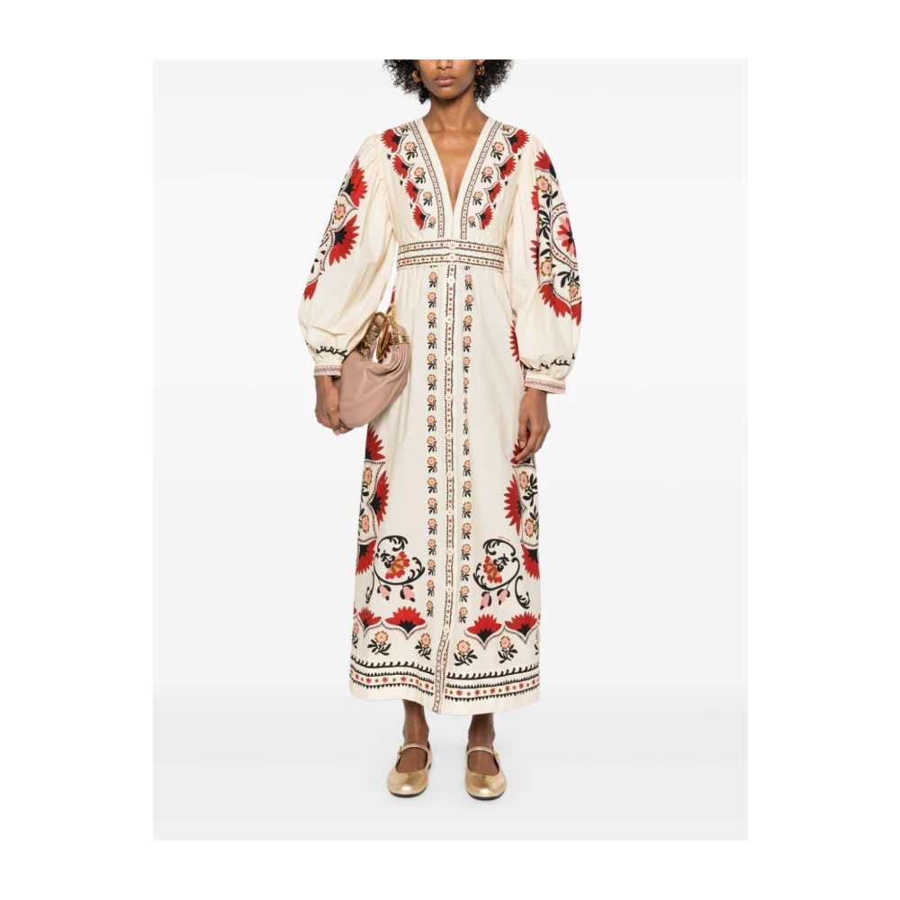 Farm Rio Mandala Cream Maxi Jurk Multicolor Dames