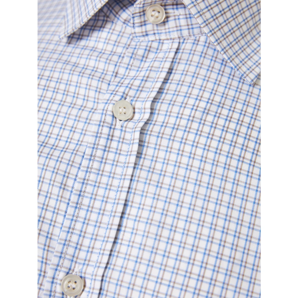 PAUL & SHARK Micro-Check Katoenen Twill Overhemd Blue Heren