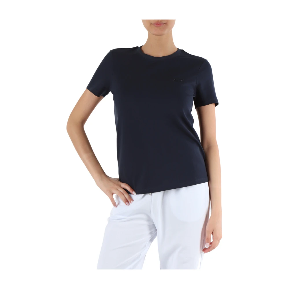 Sun68 Piquet Katoenen T-shirt met Strass Logo Blue Dames