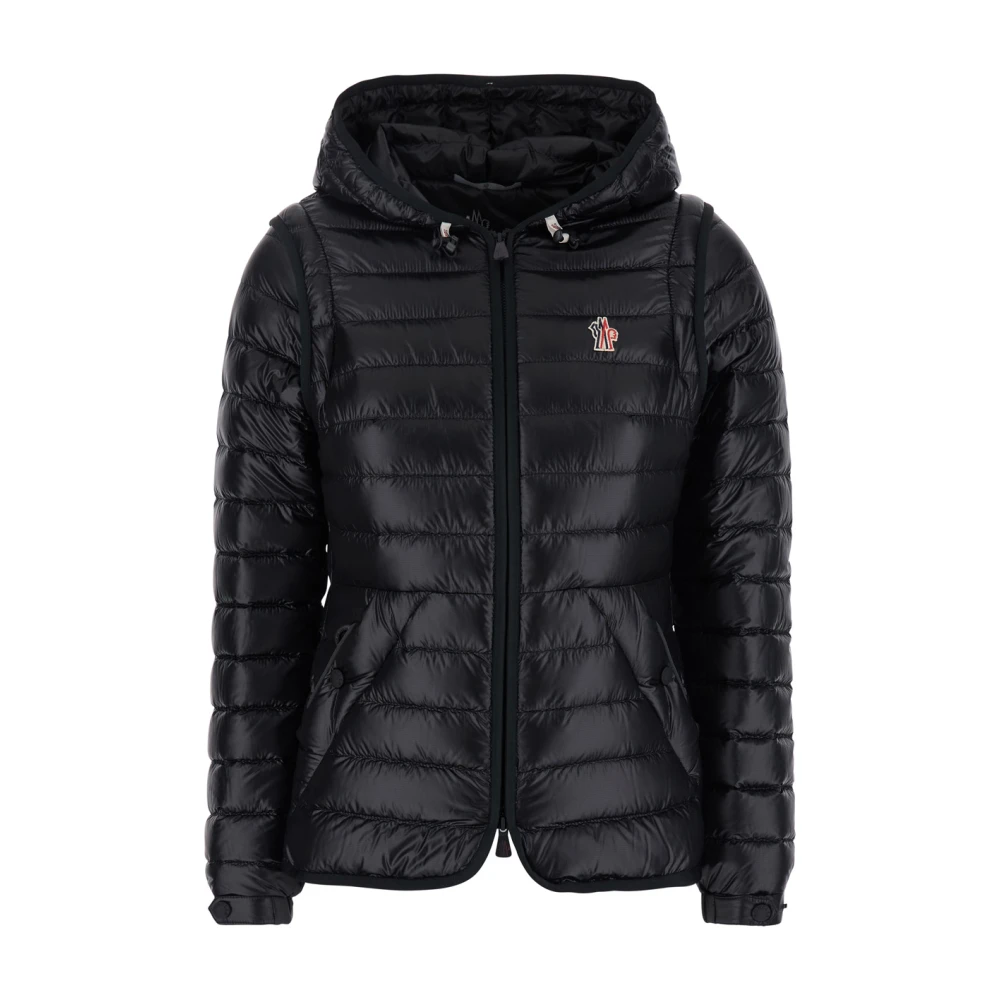Moncler Zwarte donsjas met logo Black Dames