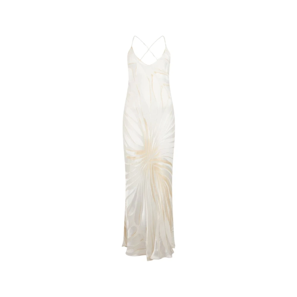 Roberto Cavalli White Gowns, Female, M, Slip Dress With Ray Devoré Print